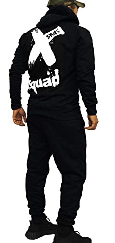 RMK Herren Trainingsanzug Jogginganzug Sportanzug Streetwear Jogger Hausanzug A.2253 Schwarz-Weiß S von RMK
