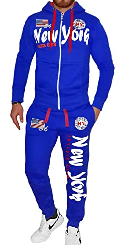 RMK Herren Trainingsanzug Jogginganzug Sportanzug Streetwear NY New York Jogger Hausanzug A.2271 Blau 3XL von RMK