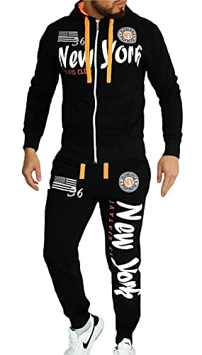 RMK Herren Trainingsanzug Jogginganzug Sportanzug Streetwear NY New York Jogger Hausanzug A.2271 Schwarz 5XL von RMK