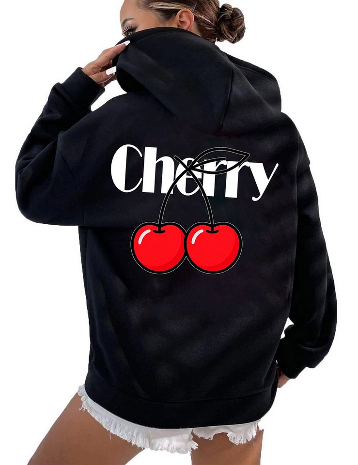 RMK Hoodie Damen Kapuzenpullover Pullover Loose Fit Oversize Cherry Kirsche mit Kapuze von RMK