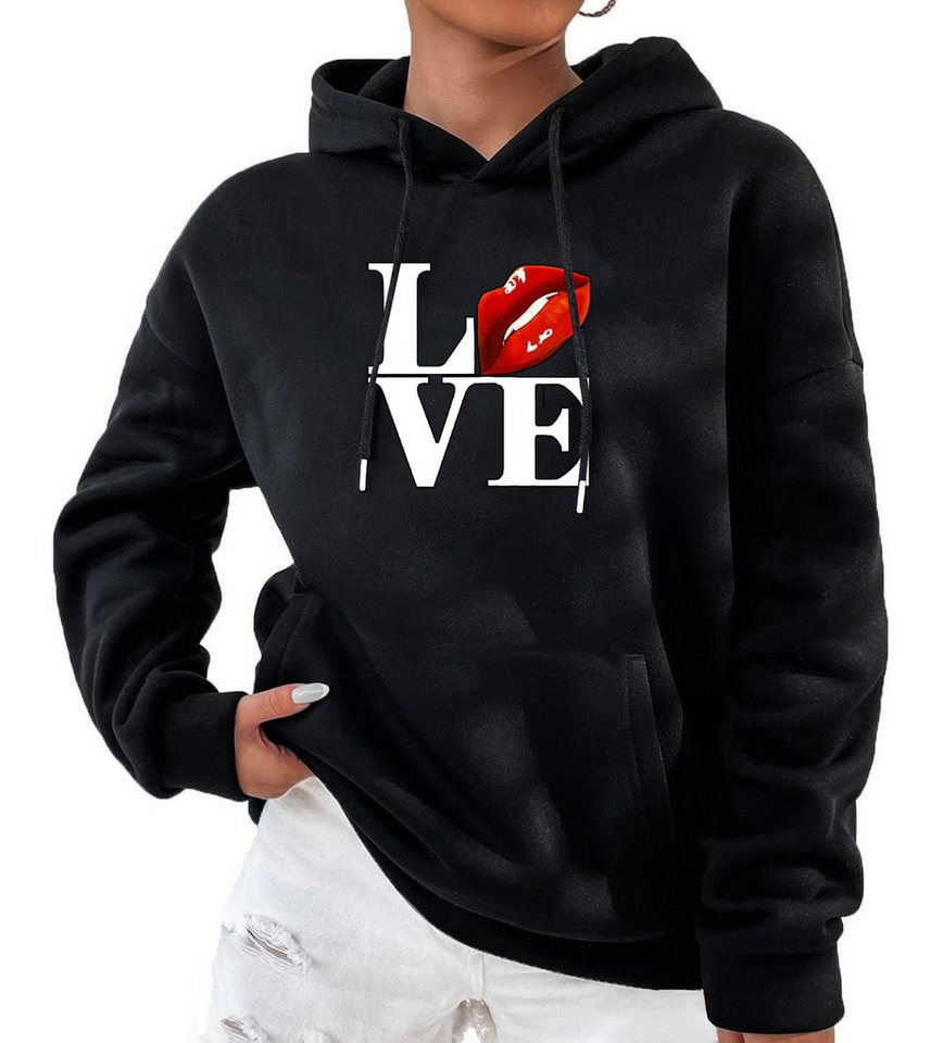 RMK Hoodie Damen Pullover Oversize Love mit Baumwolle, Winter Kapuzenpullover von RMK