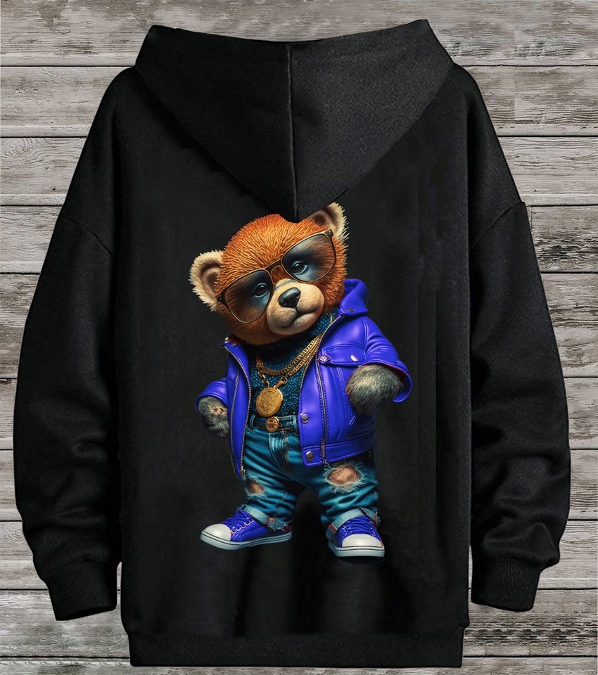 RMK Hoodie Herren Pullover Pulli Kapuzenpullover Sweatshirt Gangster Teddy Bär mit lizenziertem Print, mit Kapuze von RMK