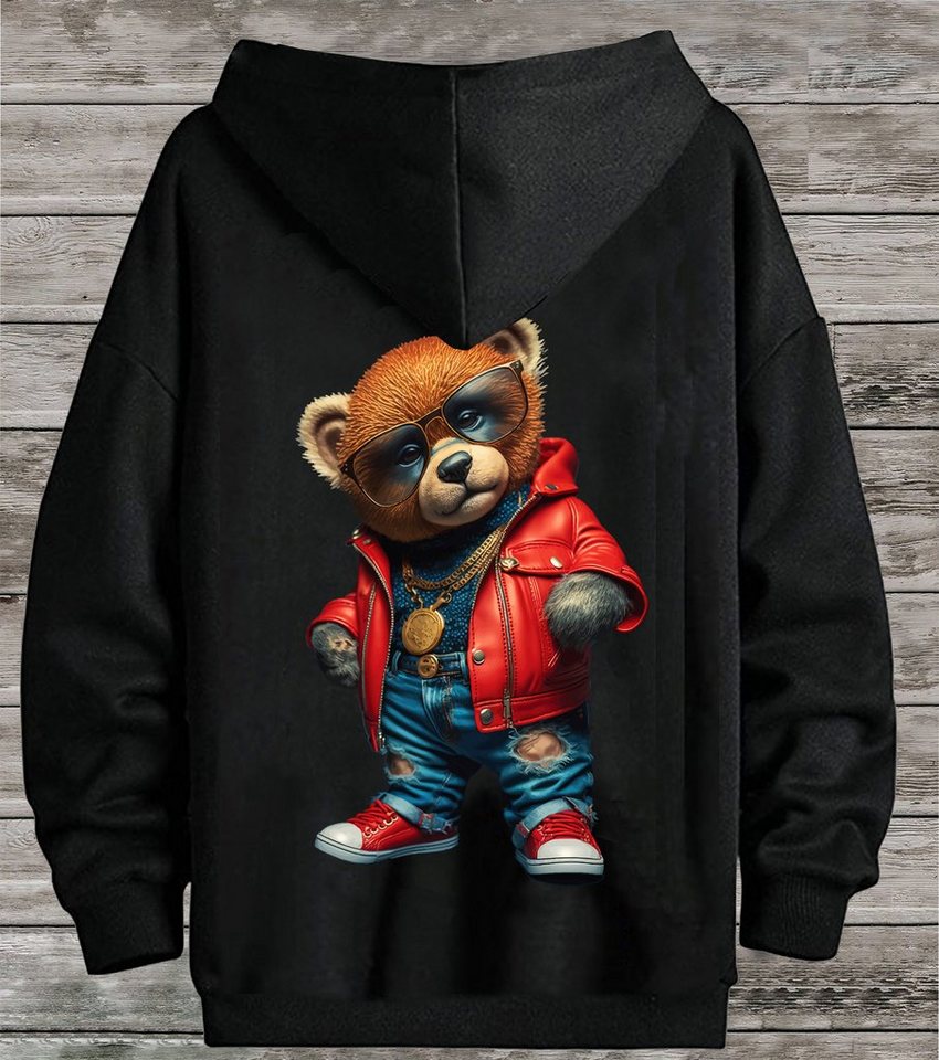 RMK Hoodie Herren Pullover Pulli Kapuzenpullover Sweatshirt Gangster Teddy Bär mit lizenziertem Print, mit Kapuze von RMK