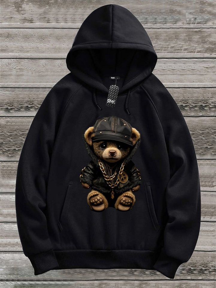 RMK Hoodie Herren Pullover Pulli Kapuzenpullover Sweatshirt Gangster Teddy Bär mit lizenziertem Print, mit Kapuze von RMK