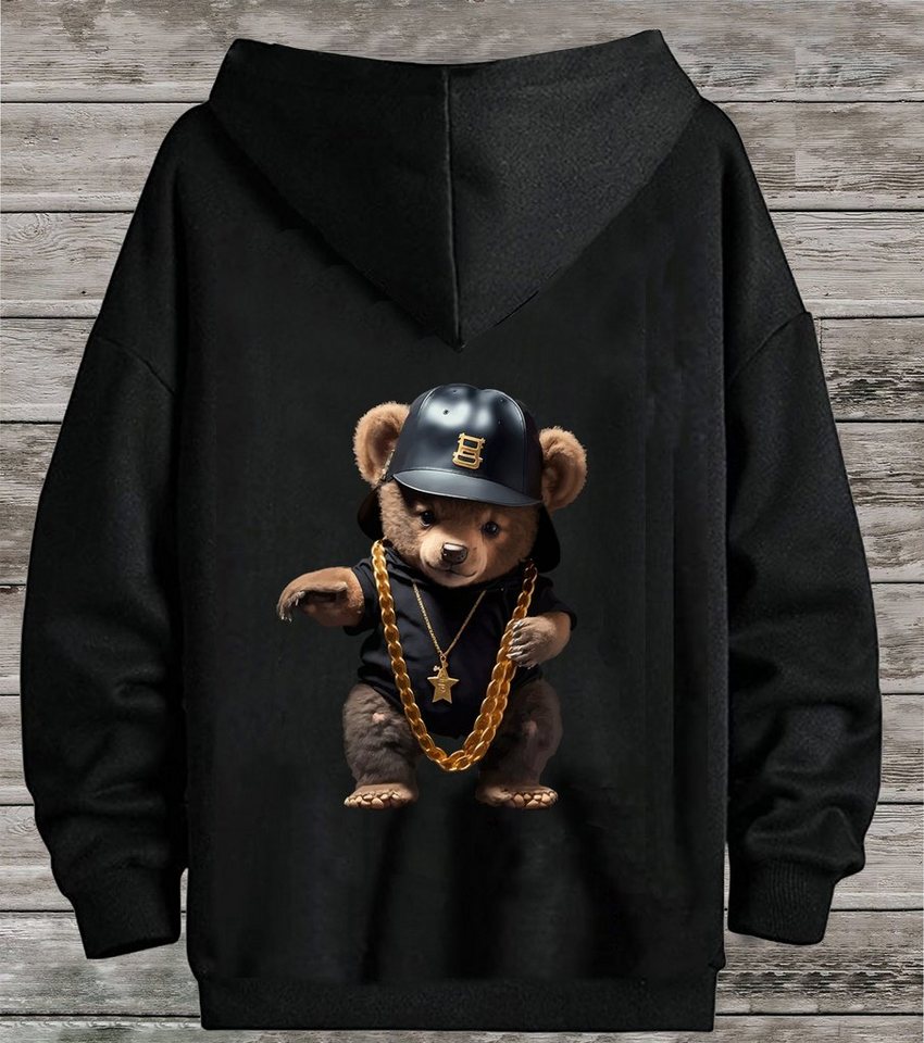 RMK Hoodie Herren Pullover Pulli Kapuzenpullover Sweatshirt Gangster Teddy Bär mit lizenziertem Print, mit Kapuze von RMK