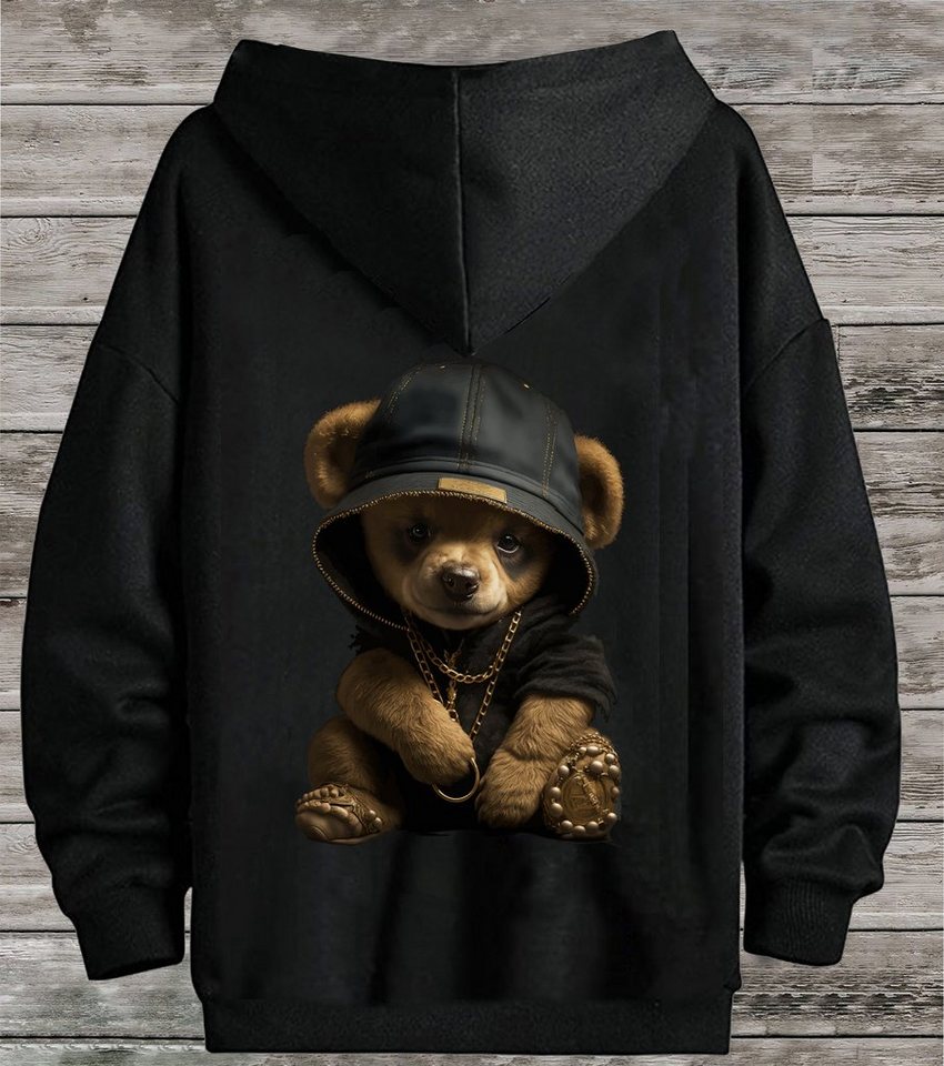 RMK Hoodie Herren Pullover Pulli Kapuzenpullover Sweatshirt Gangster Teddy Bär mit lizenziertem Print, mit Kapuze von RMK