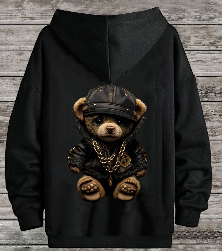 RMK Hoodie Herren Pullover Pulli Kapuzenpullover Sweatshirt Gangster Teddy Bär mit lizenziertem Print, mit Kapuze von RMK