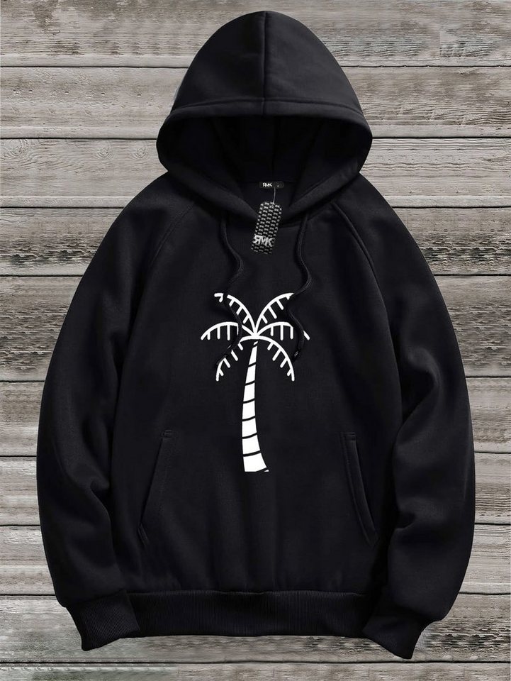RMK Hoodie Herren Pullover Basic Kapuze Pulli Kapuzenpullover Seitentaschen Palme mit Kapuze von RMK