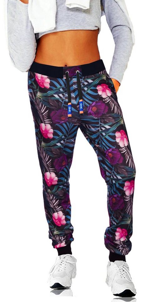 RMK Jogginghose Damen Hose Sporthose Freizeithose Blume Wald Dschungel Druck 36-56 mit Kordelzug von RMK