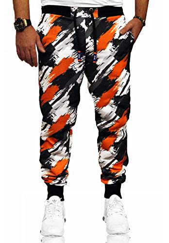 RMK Jogginghose Herren Jogger Männer Baumwolle Jungen H.02H.02 Camouflage-Orange 3XL von RMK