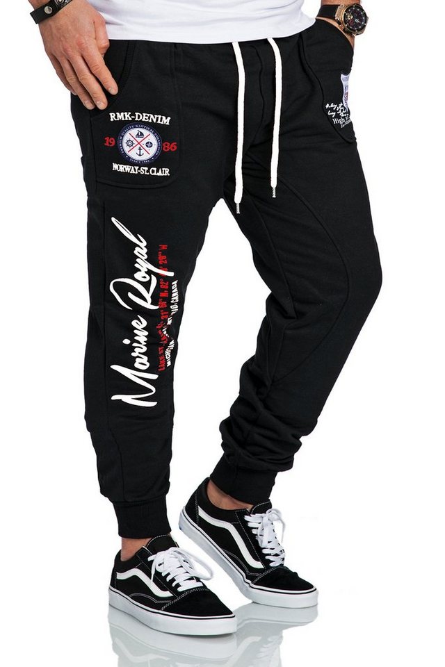 RMK Jogginghose Herren Trainingshose Sport Hose Jogger Fitness "Marine Royal" Elastikbund mit Tunnelzug von RMK