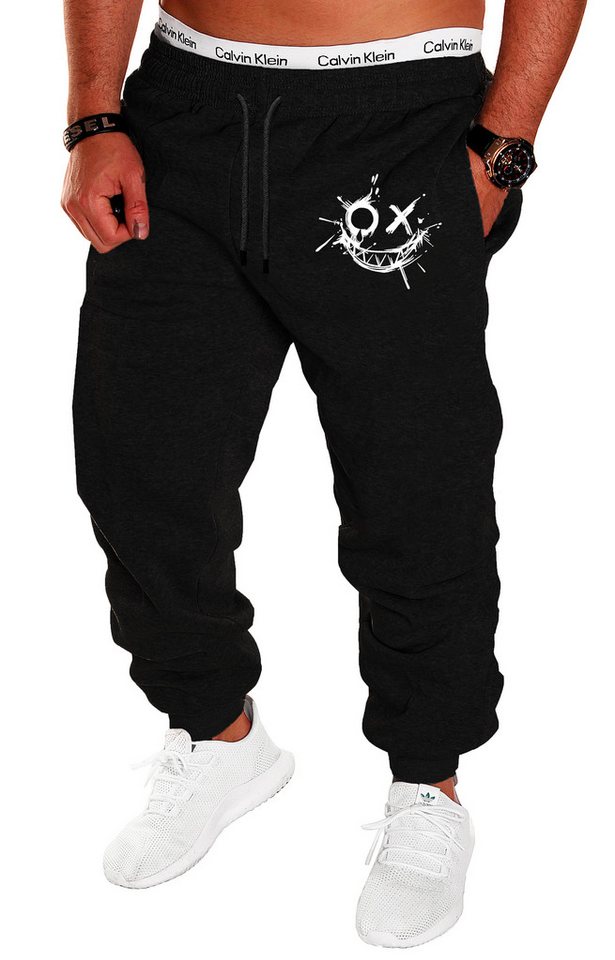 RMK Jogginghose Herren Trainingshose Sport Hose Uni Smile Smiley Elastikbund mit Tunnelzug von RMK