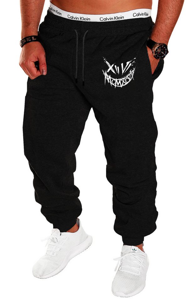 RMK Jogginghose Herren Trainingshose Sport Hose Uni Smile Smiley Elastikbund mit Tunnelzug von RMK