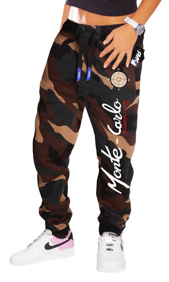 RMK Jogginghose Jogginghose Damen Trainingshose Fitnesshose Camouflage Uni Sweatpants elastischer Bund von RMK