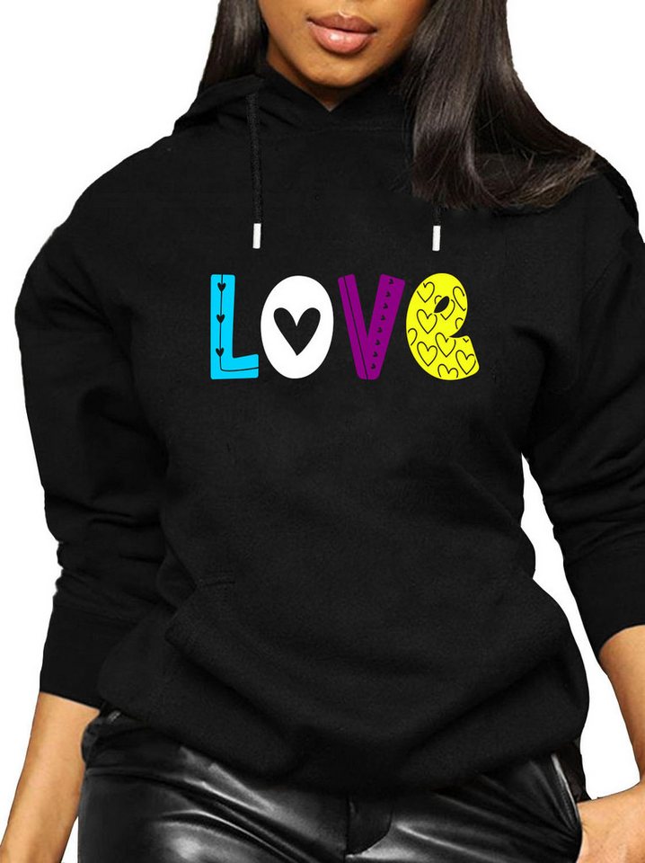 RMK Kapuzenpullover Damen Hoodie Pullover Loose Fit Oversize Love Liebe mit Baumwolle von RMK