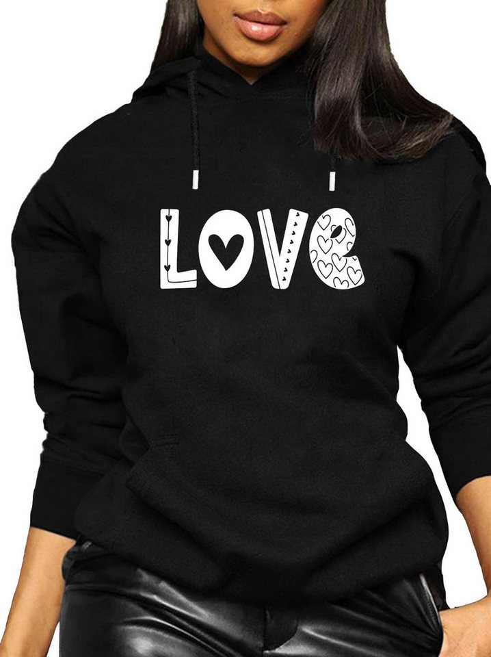 RMK Kapuzenpullover Damen Hoodie Pullover Loose Fit Oversize Love Liebe mit Baumwolle von RMK