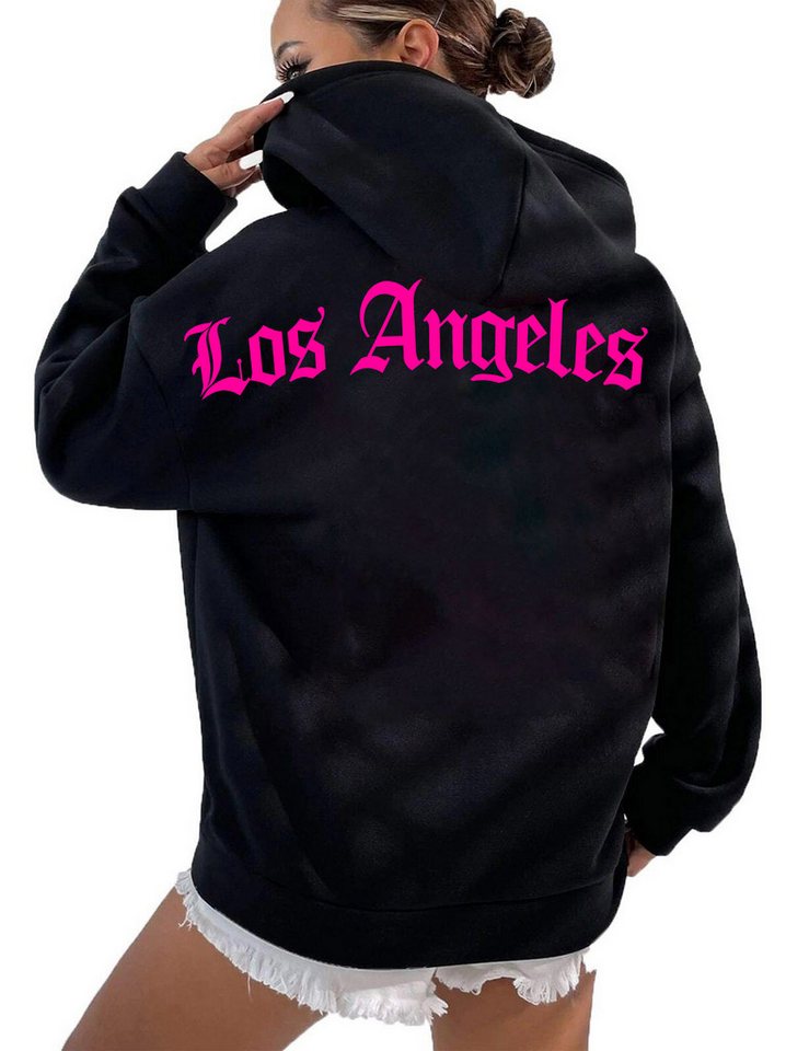 RMK Kapuzenpullover Damen Hoodie Pullover mit Kapuze Loose Fit Oversize Los Angeles LA mit Baumwolle von RMK