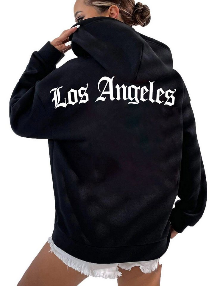 RMK Kapuzenpullover Damen Hoodie Pullover mit Kapuze Loose Fit Oversize Los Angeles LA mit Baumwolle von RMK