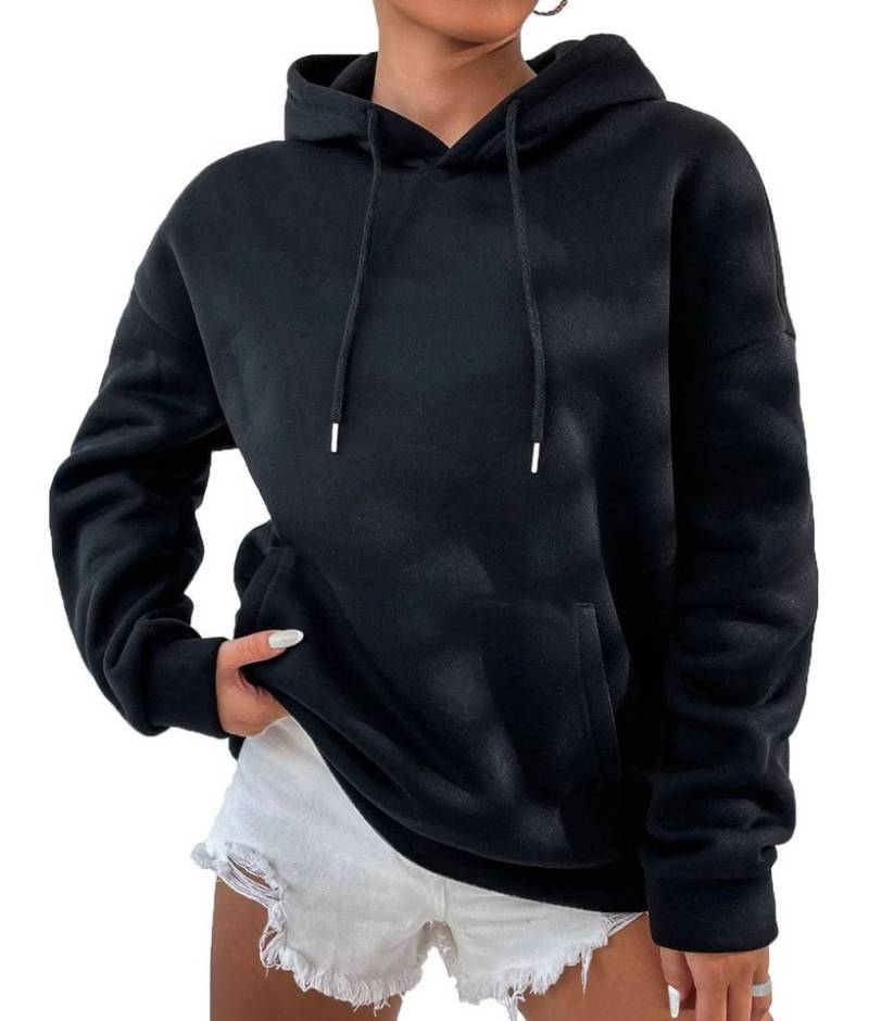 RMK Kapuzenpullover Damen Pullover Pulli Hoodie Sweater Basic Oversize mit Kapuze in Unifarben von RMK