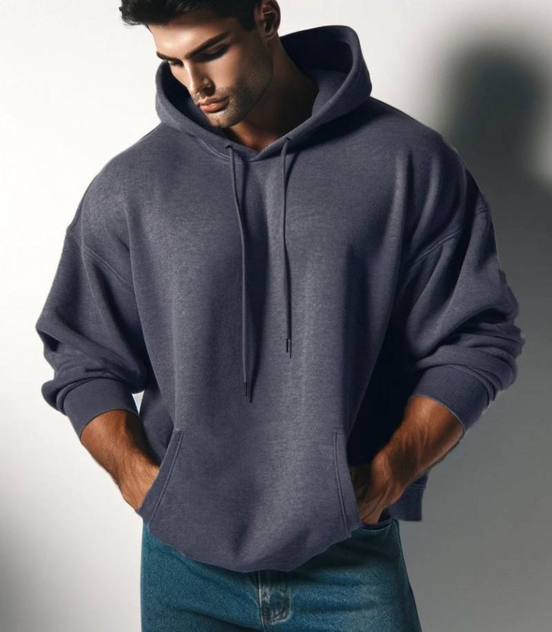 RMK Kapuzenpullover Herren Hoodie Pullover Langarmshirt Oversize mit 2 Taschen in Unifarbe, mit Kapuze von RMK