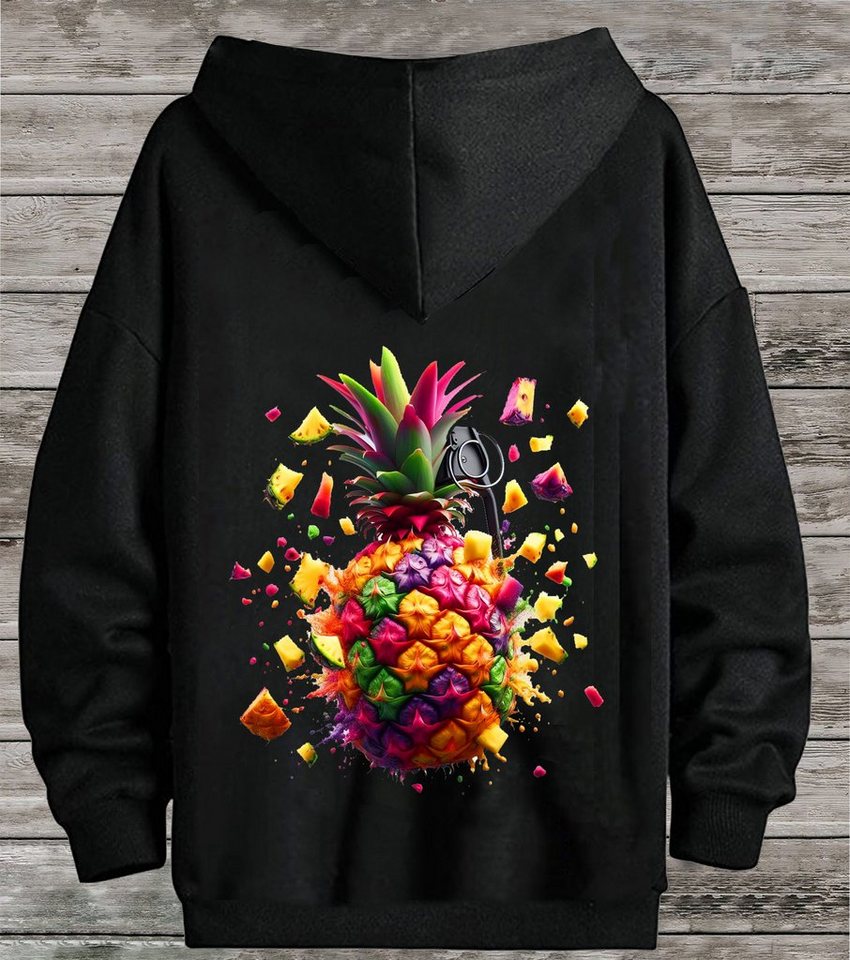 RMK Kapuzenpullover Herren Hoodie Pullover Winter Ananas Frucht mit Kapuze von RMK