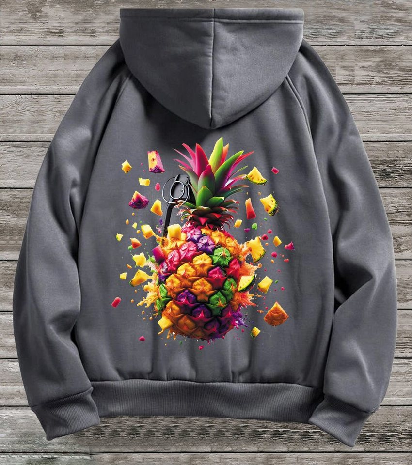 RMK Kapuzenpullover Herren Hoodie Pullover Winter Ananas Frucht mit Kapuze von RMK