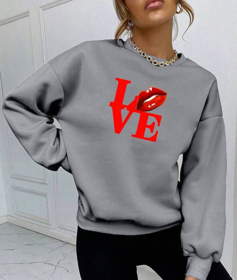 RMK Rundhalspullover Damen Winter Pullover Oversize Love Pulli Hoodie Loose Fit mit Baumwolle Liebe von RMK