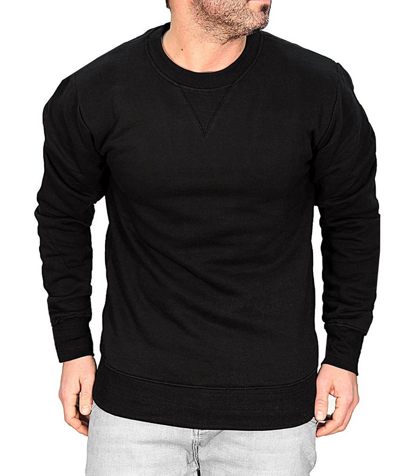 RMK Rundhalspullover Herren Pullover Basic Langarmshirt Sweatshirt Pulli in Unifarbe, mit Rundhalsausschnitt von RMK