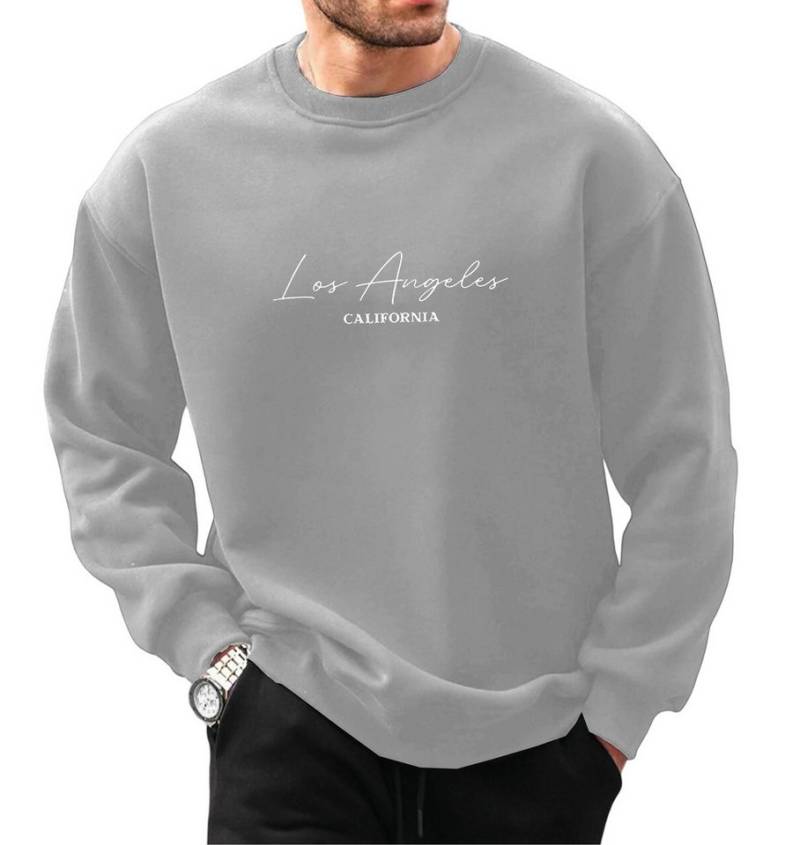 RMK Rundhalspullover Herren Pullover Langarmshirt Sweatshirt Pulli Loose Fit Oversize Los Angeles LA von RMK