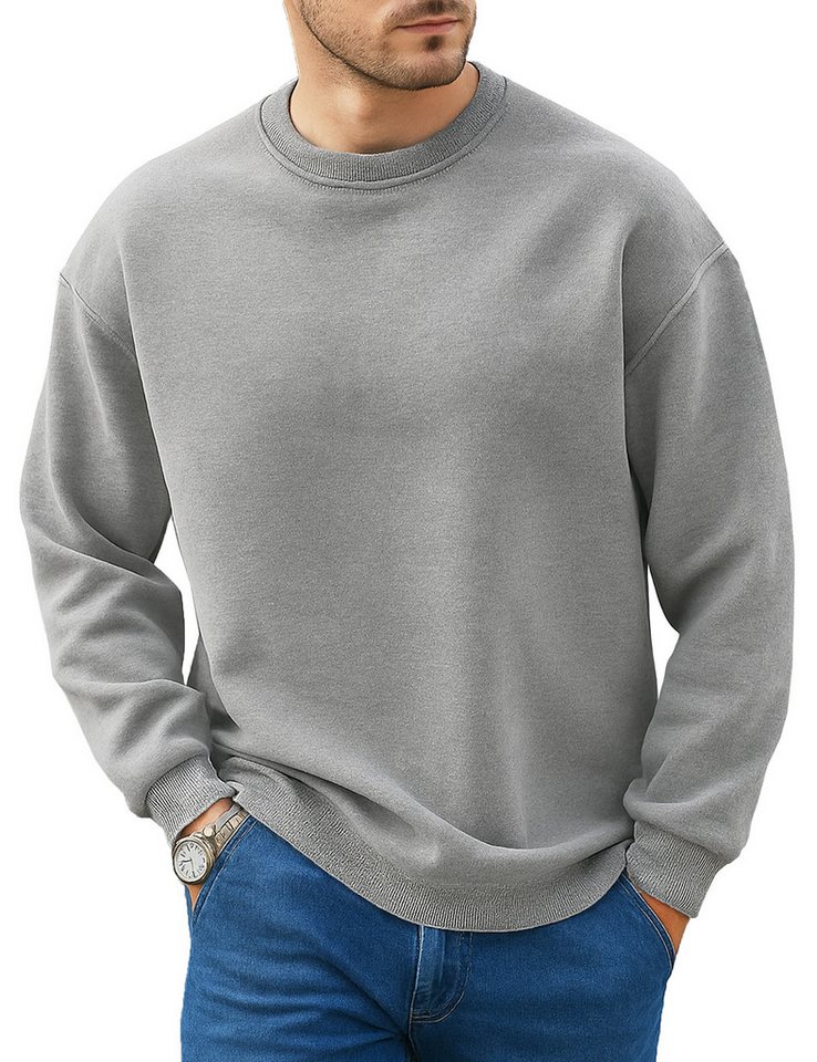 RMK Rundhalspullover Herren Pullover Oversize Loose Fit Fitness Uni Einfarbig mit Baumwolle von RMK