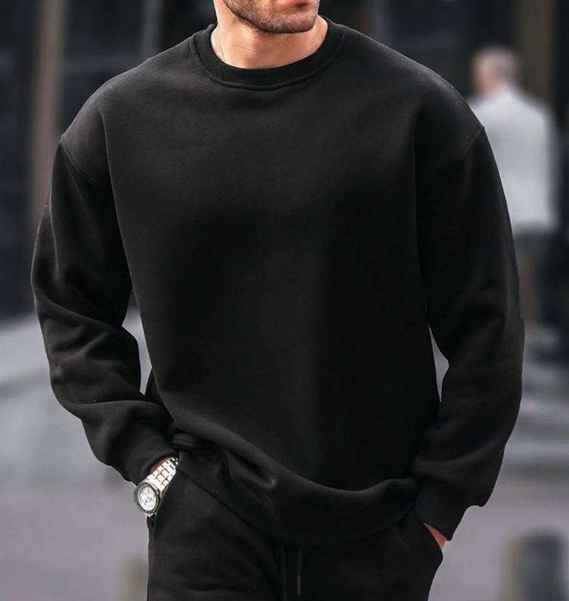 RMK Rundhalspullover Herren Pullover Oversize Loose Fit Fitness Uni Einfarbig mit Baumwolle RMK Rundhalspullover Herren Pullover Oversize Loose Fit Fitness Uni Einfarbig mit Baumwolle von RMK