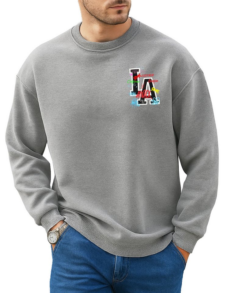 RMK Rundhalspullover Herren Pullover Pulli Langarmshirt Sweatshirt Oversize Los Angeles LA mit Baumwolle von RMK