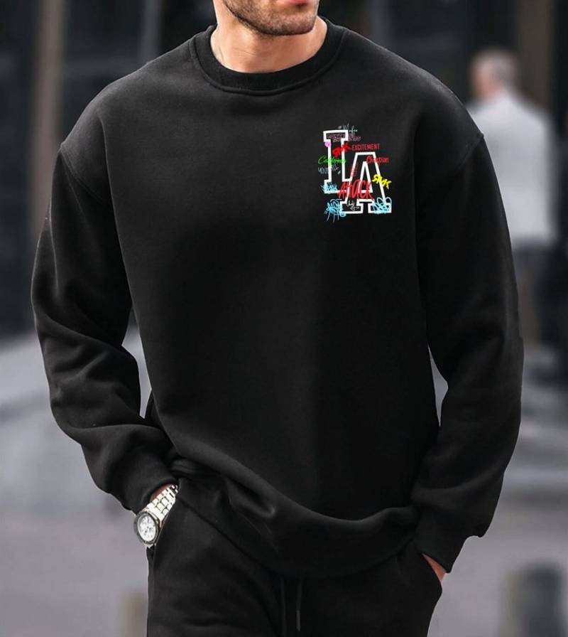 RMK Rundhalspullover Herren Pullover Pulli Langarmshirt Sweatshirt Oversize Los Angeles LA mit Baumwolle RMK Rundhalspullover Herren Pullover Pulli Langarmshirt Sweatshirt Oversize Los Angeles LA mit Baumwolle von RMK