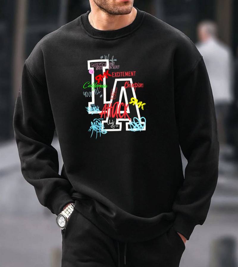 RMK Rundhalspullover Herren Pullover Pulli Langarmshirt Sweatshirt Oversize Los Angeles LA mit Baumwolle RMK Rundhalspullover Herren Pullover Pulli Langarmshirt Sweatshirt Oversize Los Angeles LA mit Baumwolle von RMK