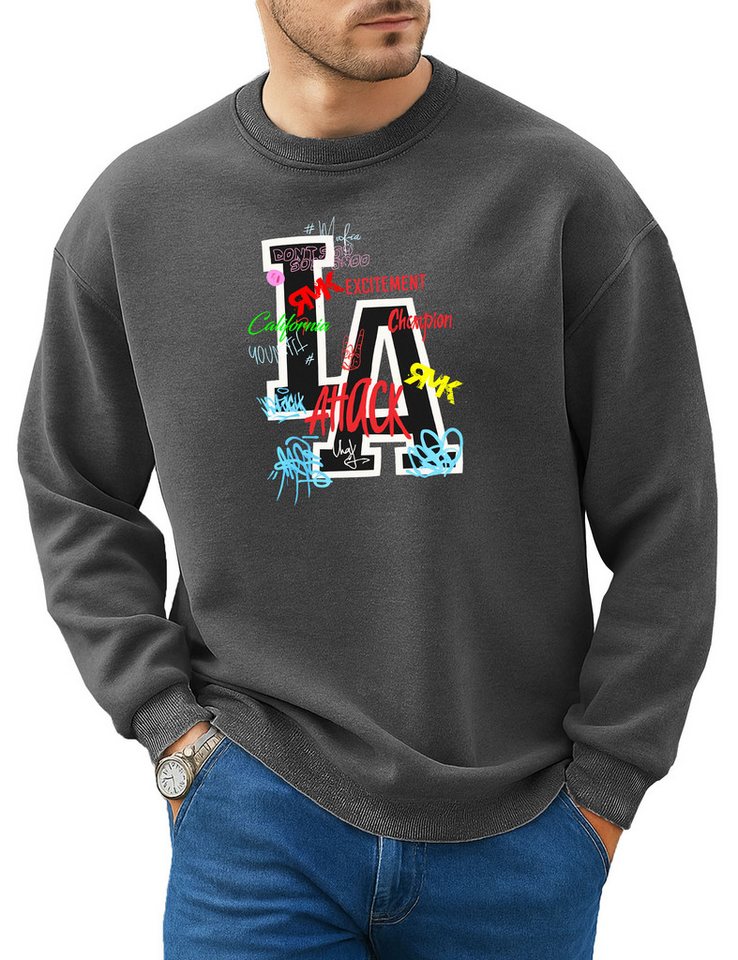 RMK Rundhalspullover Herren Pullover Pulli Langarmshirt Sweatshirt Oversize Los Angeles LA mit Baumwolle RMK Rundhalspullover Herren Pullover Pulli Langarmshirt Sweatshirt Oversize Los Angeles LA mit Baumwolle von RMK