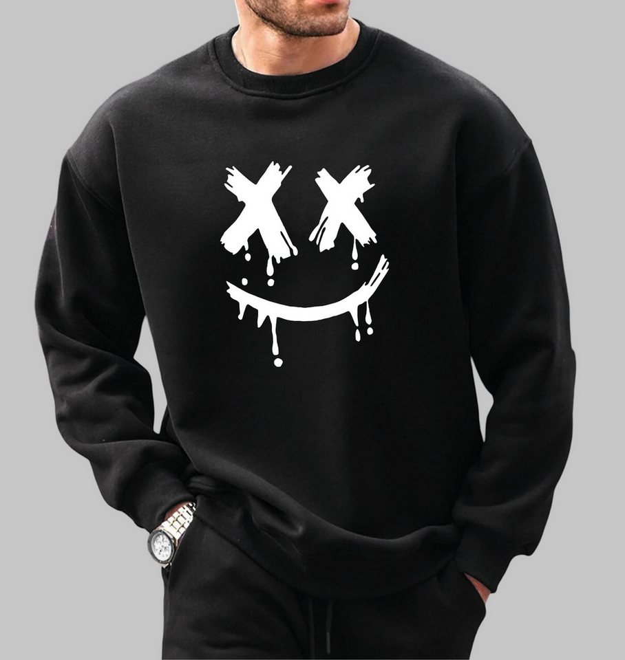 RMK Rundhalspullover Herren Pullover Sweatshirt Hoodie Pulli Smile Smiley Oversize mit lizenziertem Print RMK Rundhalspullover Herren Pullover Sweatshirt Hoodie Pulli Smile Smiley Oversize mit lizenziertem Print von RMK