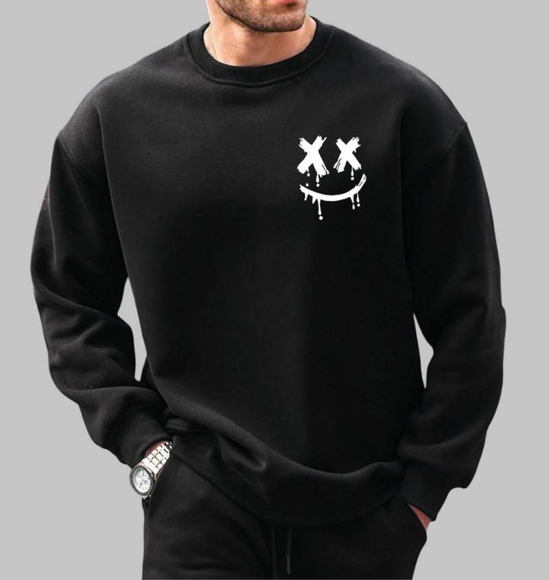 RMK Rundhalspullover Herren Pullover Sweatshirt Hoodie Pulli Smile Smiley Oversize mit lizenziertem Print von RMK