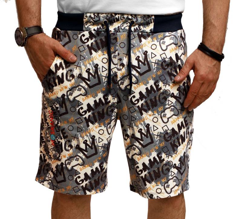 RMK Shorts Herren Short kurze Hose Sommer Bermuda mit Print Gamer Game Elastikbund mit Tunnelzug von RMK