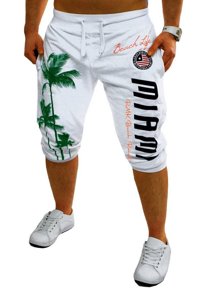 RMK Sweatshorts Herren Bermuda Short 3/4 Hose Kurze Jogginghose Sport Miami Elastikbund mit Tunnelzug von RMK