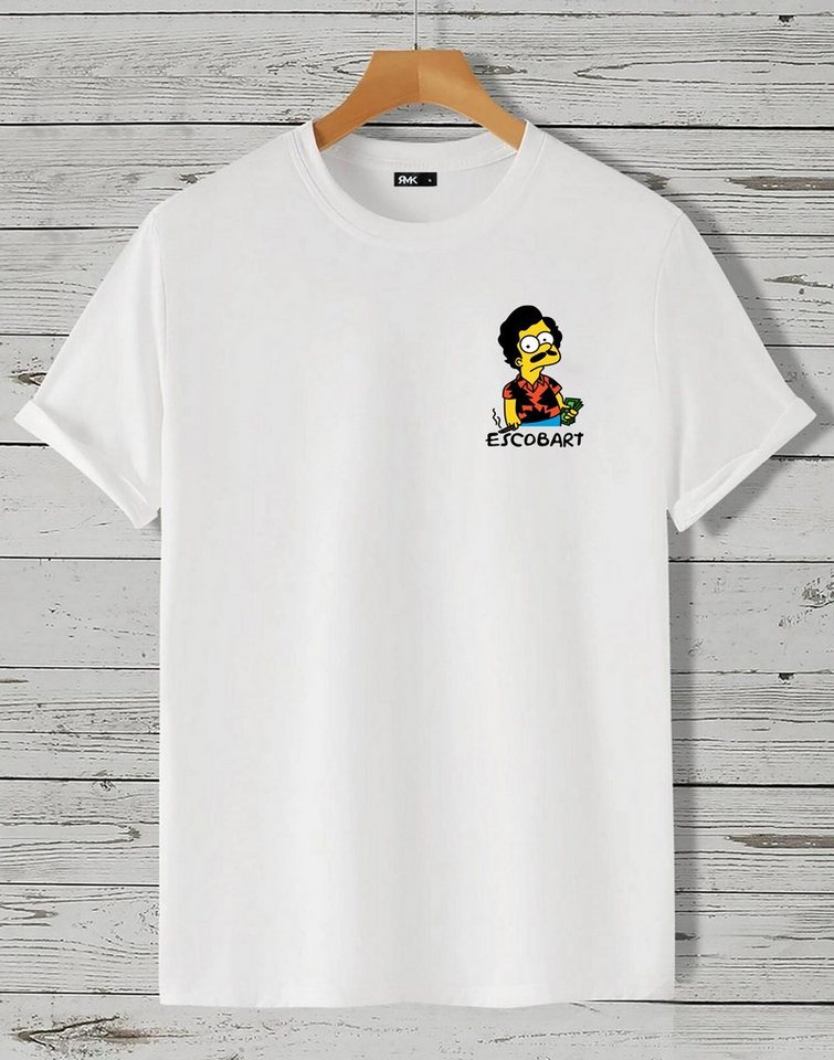 RMK T-Shirt Basic Shirt Freizeit Rundhals Mafia Gangster Escobar Bart in Unifarbe, aus Baumwolle, mit lizenzierstem Print von RMK