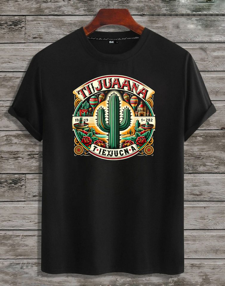 RMK T-Shirt Herren Shirt Basic Rundhals mit Mexico Tijuana Print von RMK