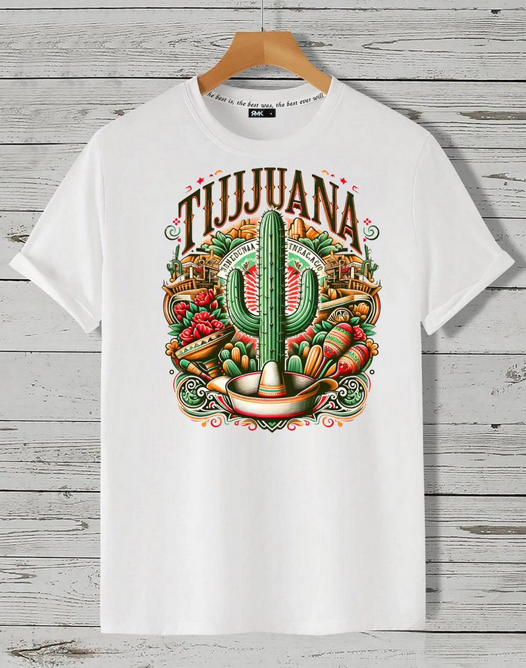 RMK T-Shirt Herren Shirt Basic Rundhals mit Mexico Tijuana Print von RMK