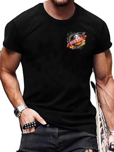 RMK T-Shirt Herren Shirt Kurzarm Basic Rundhals Deutschland Germany WM EM aus Baumwolle T.0793 Schwarz.o.R. L von RMK