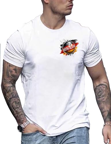 RMK T-Shirt Herren Shirt Kurzarm Basic Rundhals Deutschland Germany WM EM aus Baumwolle T.0793 Weiß.o.R. 4XL von RMK