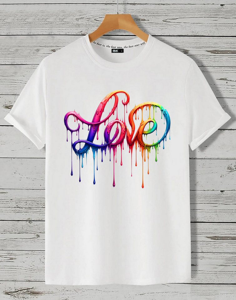 RMK T-Shirt Herren Shirt kurzarm Rundhals Basic Liebe mit Love" Print aus Baumwolle" von RMK