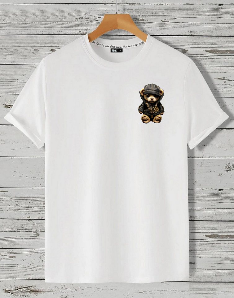 RMK T-Shirt Herren T-Shirt Basic Rundhals mit Gangster Teddybär Bär von RMK