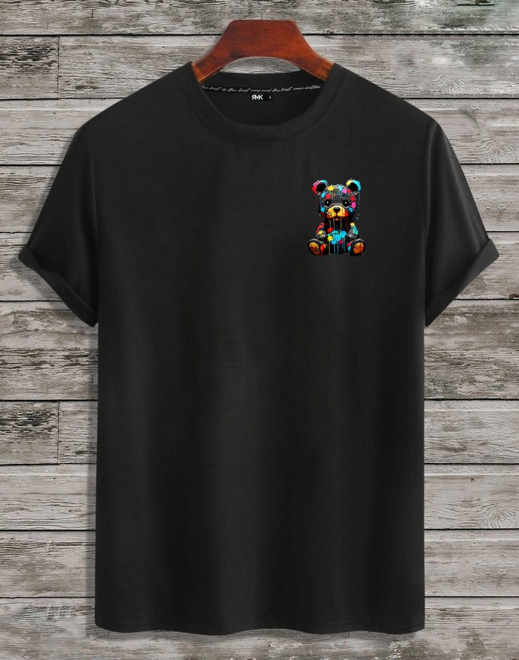 RMK T-Shirt Herren kurzarm Shirt Basic Rundhals mit Teddybär Bär von RMK