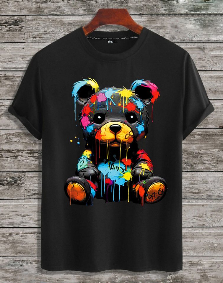 RMK T-Shirt Herren kurzarm Shirt Basic Rundhals mit Teddybär Bär von RMK