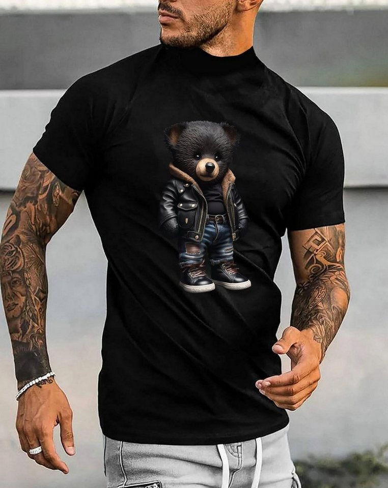 RMK T-Shirt RMK T-Shirt Herren T-Shirt Basic Rundhals mit Gangster Teddybär Bär in Unifarbe, mit lizenziertem Print, aus Baumwolle von RMK