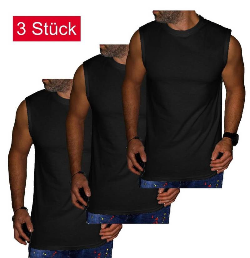 RMK Unterhemd Unterhemd Muscleshirt Tanktop Ärmellos Shirt Uni Farben (Packung, 3er-Set) aus reiner Baumwolle, mit Rundhalsausschnitt von RMK